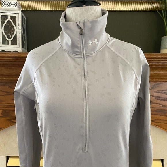 Under Armour Cold Gear Half‎ Zip Activewear Gray Pullover Sz. S - Picture 2 of 15